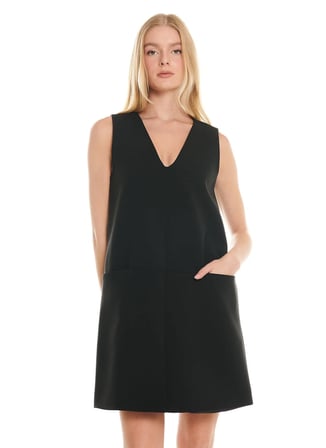 Ted Baker Siyah Kadın V Yaka Elbise TBWRDR3024