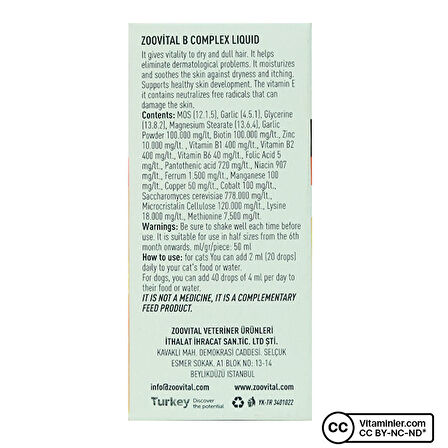 Zoovital B Complex Liquit 50 mL - AROMASIZ