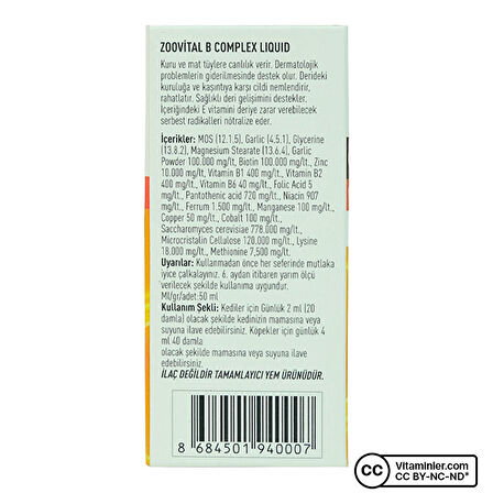 Zoovital B Complex Liquit 50 mL - AROMASIZ