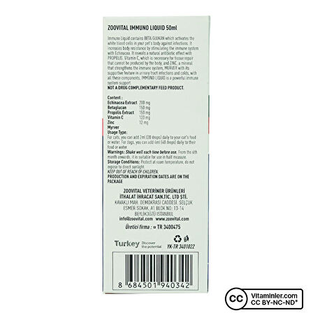 Zoovital Immuno Liquid For Cats and Dogs 50 mL - AROMASIZ