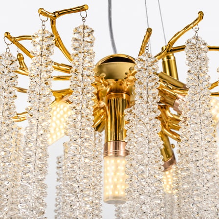 Dina Serip Gold Kaplamalı Modern Tasarım Salon Kristal Sarkıt Avize