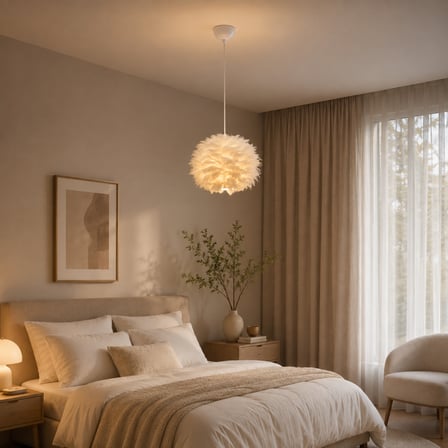 Belinay Tekli Tüylü Beyaz Sarkıt Avize Modern Sarkıt Mutfak Salon Sarkıt Avize