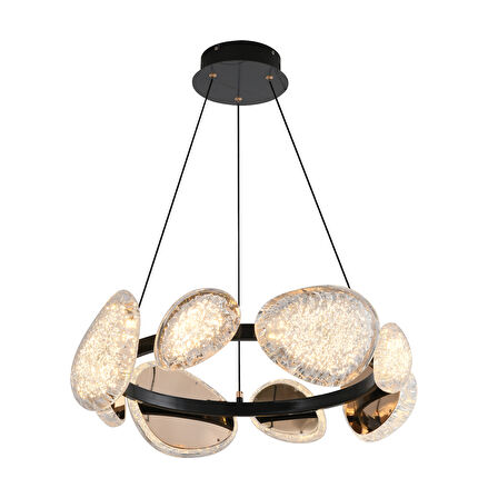 Firuze 8'li 60 Watt Eskitme Kristal Taşlı Modern Tasarım Salon Led Avize