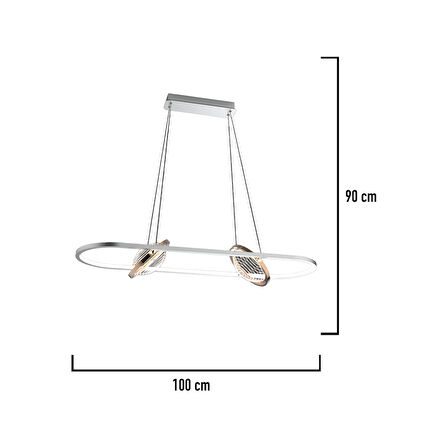 Bennan Sıralı 60 Watt Krom Gold Modern Oturma Odası, Yemek Masası Üstü, Salon Led Avize