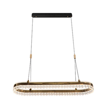 Canel Gold Sıralı 116 Watt  Kristal Taşlı Modern Yemek Masası Üstü Led Sarkıt Avize