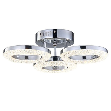 Oylum 3'lü Krom 24 Watt Kristalli Koridor Salon Led Plafonyer Avize
