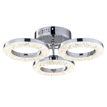Oylum 3'lü Krom 24 Watt Kristalli Koridor Salon Led Plafonyer Avize