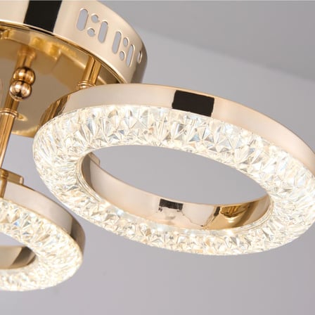 Oylum 3'lü Gold 24 Watt Kristalli Koridor Salon Led Plafonyer Avize
