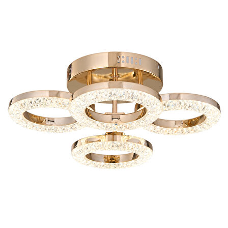 Oylum 4'lü Gold 24 Watt Kristalli Koridor Salon Led Plafonyer Avize