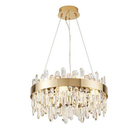 Linfred 50'lik Gold Kristal Taşlı Modern Salon Avize