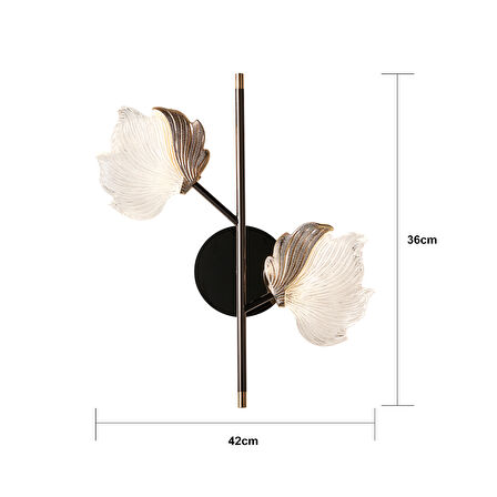 Taran Siyah Gold 2'li 10 Watt Çiçek Desenli Modern Ledli Aplik