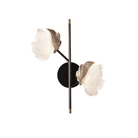 Taran Siyah Gold 2'li 10 Watt Çiçek Desenli Modern Ledli Aplik