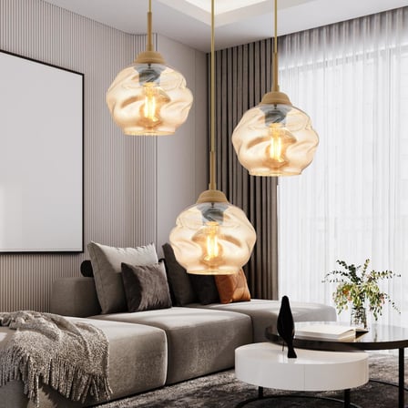 Darko 3Lü Yuvarlak Eskitme Modern Sarkıt Oturma Odası Salon Sarkıt Avize