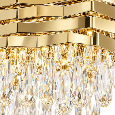 Corde 80'Lik Yemek Masası Sıralı Gold Kaplamalı Kristal Avize