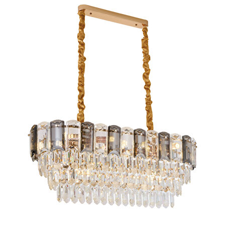 Colın 80'Lik Yemek Masası Üstü Krom Kaplamalı Kristalli Avize