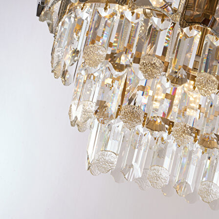 Colın 80'Lik Yemek Masası Üstü Krom Kaplamalı Kristalli Avize