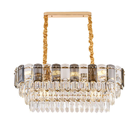 Colın 80'Lik Yemek Masası Üstü Krom Kaplamalı Kristalli Avize