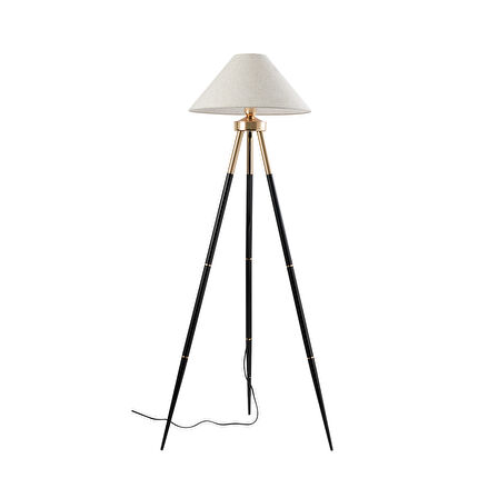 Cosby Siyah-Gold Kaplamalı Tripod Metal 3 Ayaklı Lambader
