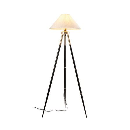 Cosby Siyah-Gold Kaplamalı Tripod Metal 3 Ayaklı Lambader
