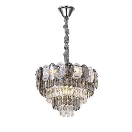 Sento 50'Lik Krom Yuvarlak Kristalli Avize