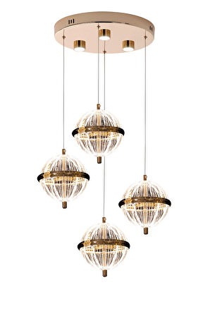 Barkın 4'Lü 24 Watt Yuvarlak Gold Ledli Modern Salon Avize