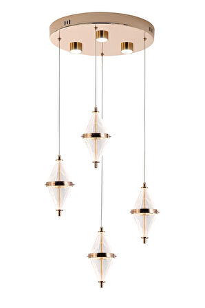 Edward 4'Lü 42 Watt Yuvarlak Gold Ledli Modern Salon Avize