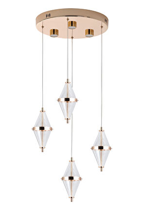 Harold 4'Lü 24 Watt Yuvarlak Gold Ledli Modern Salon Avize