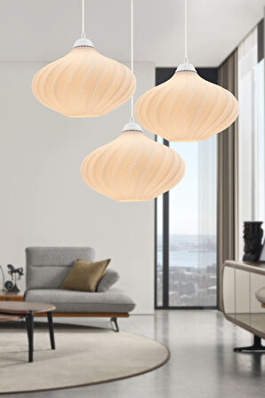 Leonor 3'lü Beyaz Modern Pinterst Tarzı Sarkıt Avize