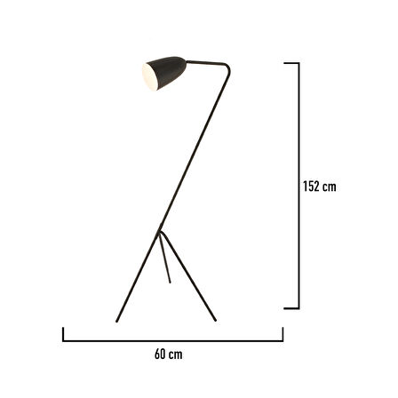 Yaman Siyah Retro Başlıklı Modern Dekoratif Köşe Lambader