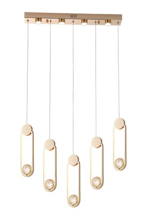 Beckett 5'Li Sıralı Kristal Top Başlıklı Gold Sarkıt Led Avize