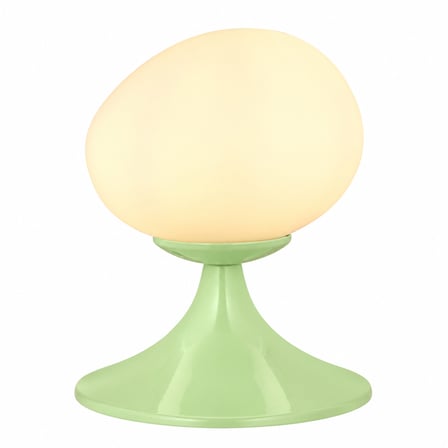 Ovo Mint Yeşili Beyaz Camlı Modern Tasarım Abajur, Salon Oturma Odası Komodin Yatak Odası Masa Lambası