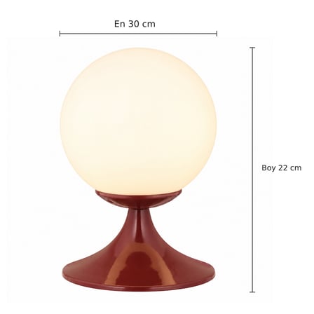 Esfera Bordo Beyaz Camlı Modern Masa Lambası, Salon Oturma Odası Yatak Odası Dekoratif Abajur