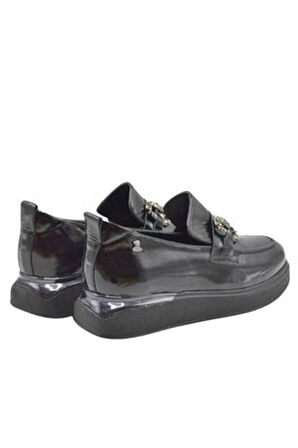 Venüs 2451401k Kadın Deri Tokalı Ayakkabı - Siyah Rugan - 36