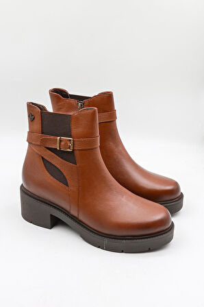 Venüs Kadın Casual Hakiki Deri Çapraz Kemer Detaylı Bot 2454604K - Taba - 36