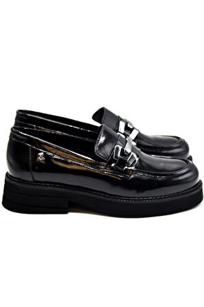 Venüs 2451352k Kadın Deri Tokalı Ayakkabı - Siyah Rugan - 36