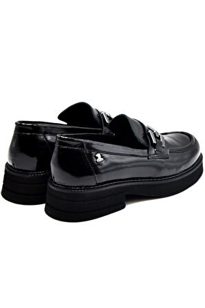 Venüs 2451352k Kadın Deri Tokalı Ayakkabı - Siyah Rugan - 36