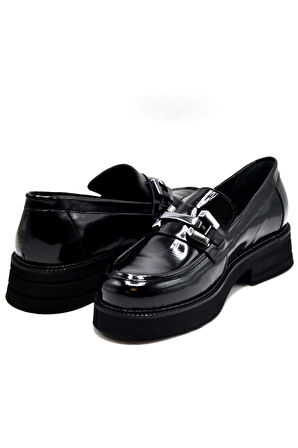 Venüs 2451352k Kadın Deri Tokalı Ayakkabı - Siyah Rugan - 36