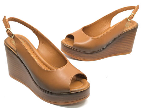 Venüs Torik Hakiki Deri Comfort Ortopedik Dolgu Taban Kadın Sandalet