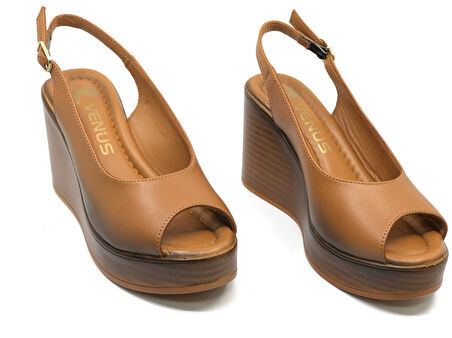 Venüs Torik Hakiki Deri Comfort Ortopedik Dolgu Taban Kadın Sandalet