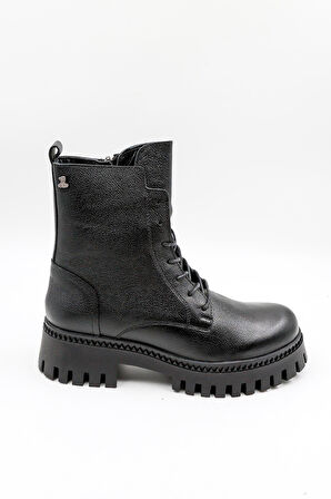 Venüs Kadın Hakiki Deri Bağcıklı Postal Bot 2251811K - Siyah - 36