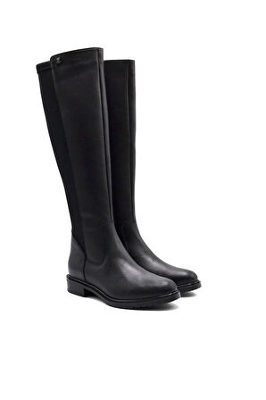 VENÜS 20711K DÜZ TOPUK STREÇ DETAYLI GÜNLÜK DERİ KADIN ÇİZME