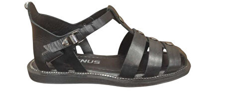 VENÜS 2512202Y DÜZ TABAN BURNU KAPALI KADIN DERİ SANDALET