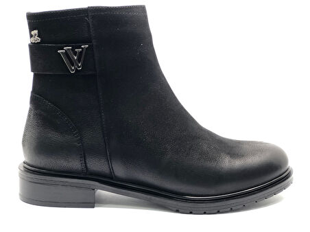 Venüs Vacca Hakiki Deri Düz Kaymaz Taban Ortopedik Kadın Bot