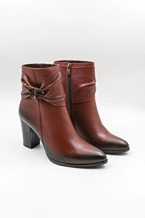 Venüs Kadın Hakiki Deri Topuklu Aksesuar Detaylı Bot 2355809K - Taba - 36