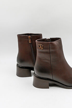 Venüs Kadın Hakiki Deri Fermuarlı Günlük Bot 2551402K - Kahve - 36