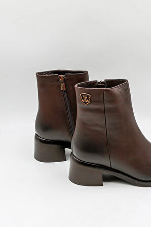 Venüs Kadın Hakiki Deri Fermuarlı Günlük Bot 2551402K - Kahve - 36