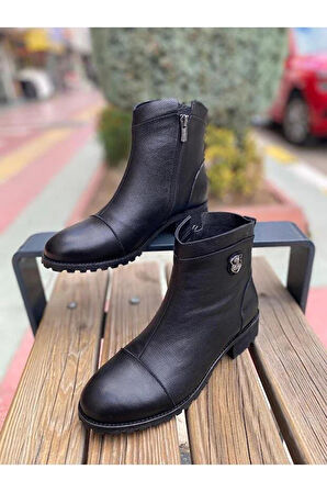 VENÜS 2253409K TOPUKLU FERMUARLI GÜNLÜK DERİ KADIN BOT