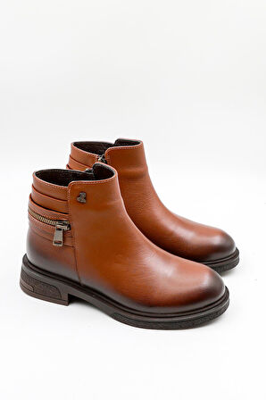 Venüs Kadın Hakiki Deri Fermuar Detaylı Bot 2551022K - Taba - 36