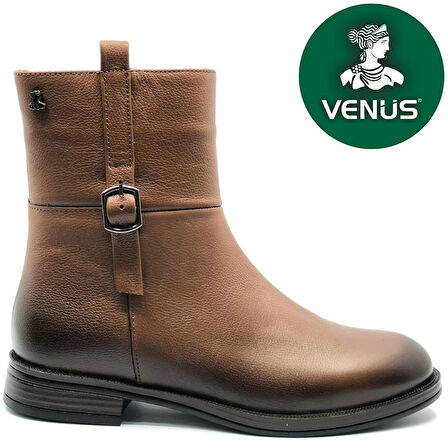 Venüs Harmany Hakiki Deri Düz Kaymaz Taban Ortopedik Kadın Bot