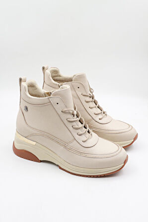 Venüs Kadın Deri Bağcıklı Bot 2313091K - Bej - 36